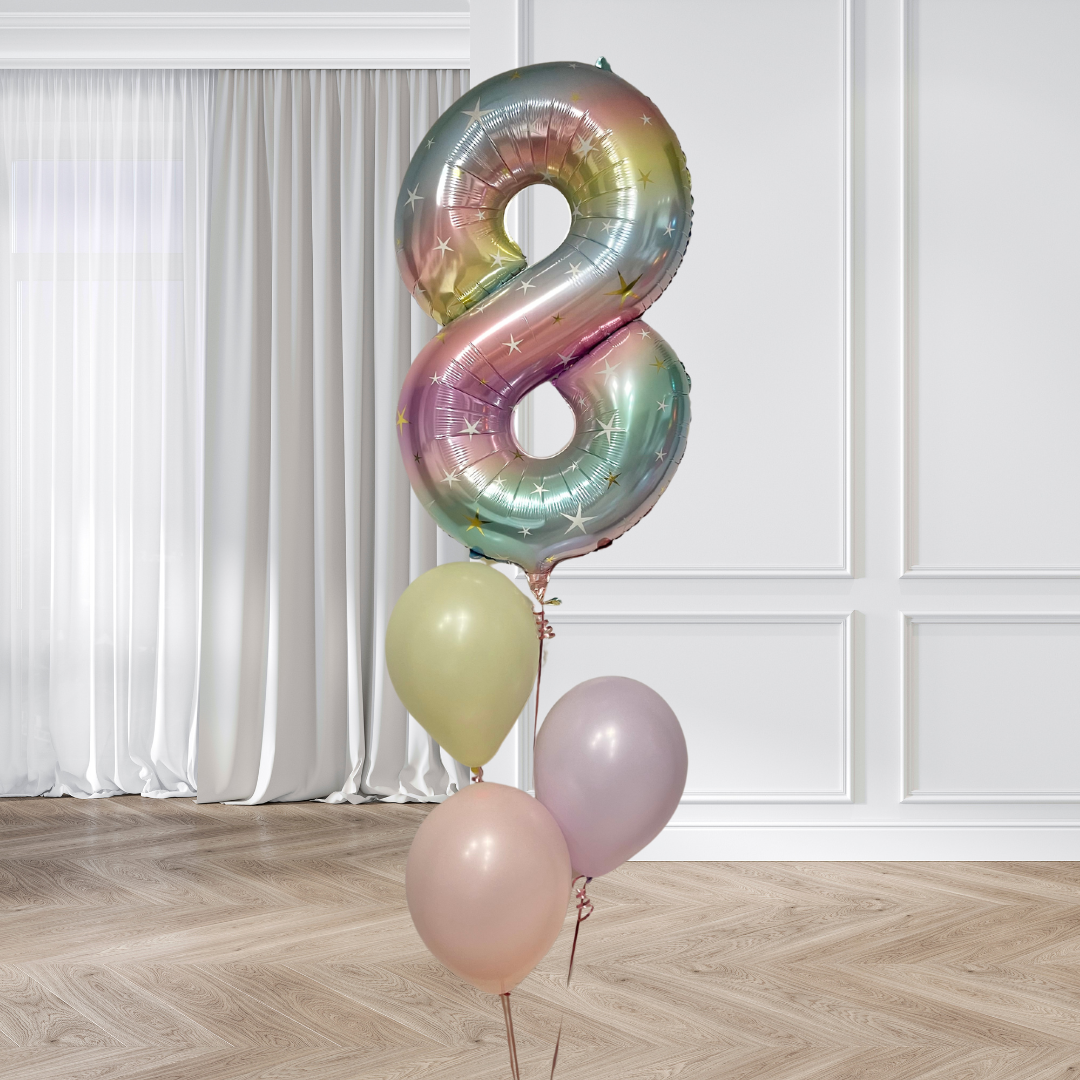 Large Number Balloon and 3 latex balloons