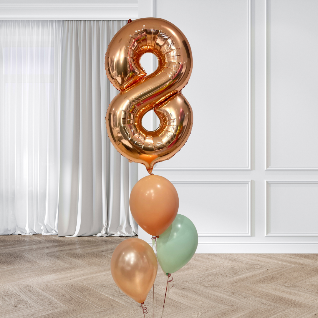 Large Number Balloon and 3 latex balloons