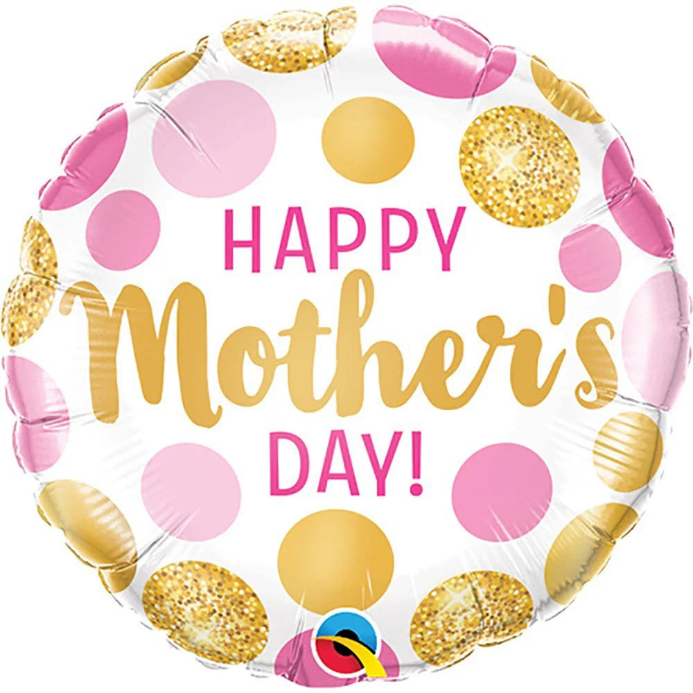 Mothers' Day Pink & Gold Dots Balloon