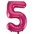 Large Number Balloon - Hot Pink (0-9) for parties in Bondi and Sydney - front view