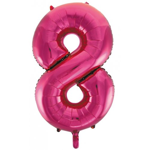 Large Number Balloon - Hot Pink (0-9) for parties in Bondi and Sydney - close-up