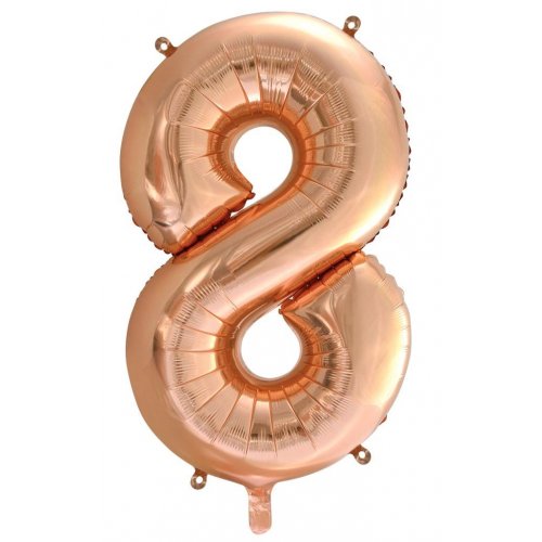 Large Number Balloon - Rose Gold (0-9) for parties in Bondi and Sydney - close-up