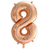 Large Number Balloon - Rose Gold (0-9) for parties in Bondi and Sydney - close-up