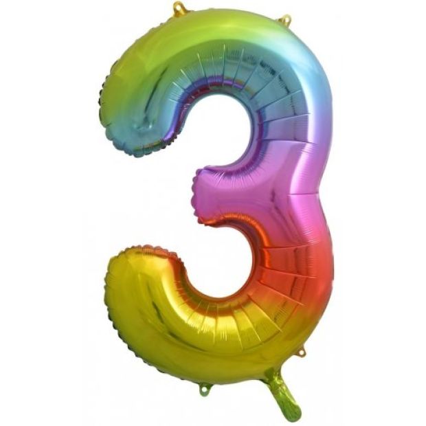 Large Number Balloon - Rainbow (0-9) for parties in Bondi and Sydney - display view