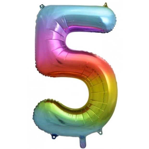 Large Number Balloon - Rainbow (0-9) for parties in Bondi and Sydney - front view