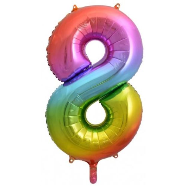 Large Number Balloon - Rainbow (0-9) for parties in Bondi and Sydney - close-up