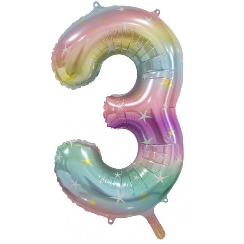 Large Number Balloon - Pastel Rainbow (0-9)