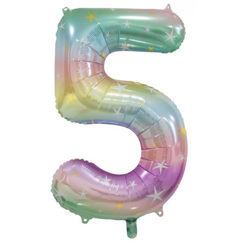 Large Number Balloon - Pastel Rainbow (0-9)