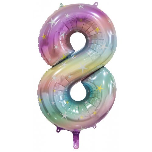 Large Number Balloon - Pastel Rainbow (0-9)