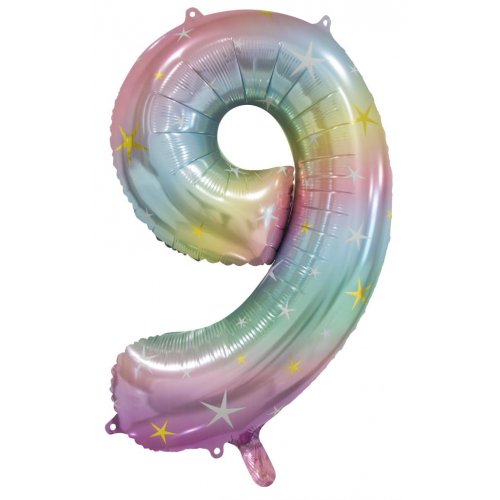 Large Number Balloon - Pastel Rainbow (0-9)