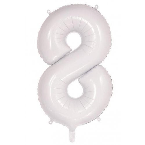 Large Number Balloon - White (0-9) for parties in Bondi and Sydney - close-up