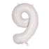 Large Number Balloon - White (0-9) for parties in Bondi and Sydney - display view