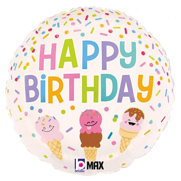 Happy Birthday Ice Cream Cone Balloon - 26526p r18 happy bday ice cream cone rm b in Bondi, Sydney