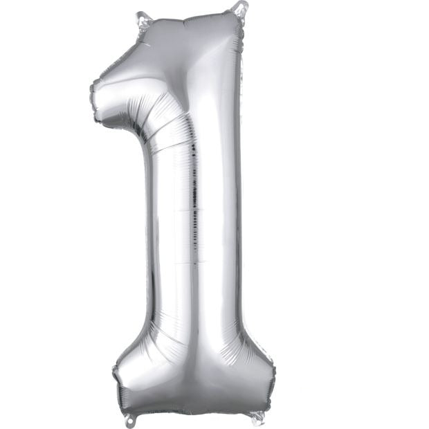 Large Number Balloon - Silver (0-9) for parties in Bondi and Sydney - colour detail