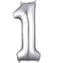 Large Number Balloon - Silver (0-9) for parties in Bondi and Sydney - colour detail
