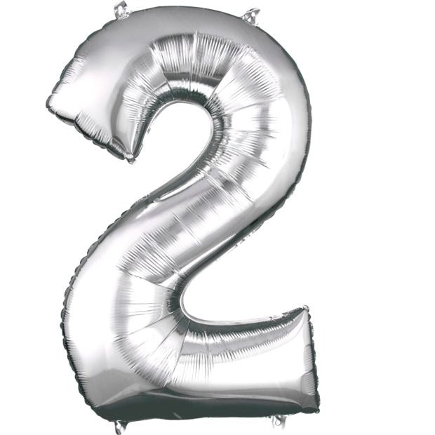 Large Number Balloon - Silver (0-9) for parties in Bondi and Sydney - close-up