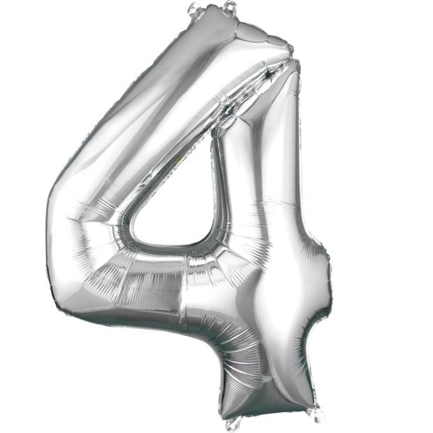 Large Number Balloon - Silver (0-9) for parties in Bondi and Sydney - arrangement detail