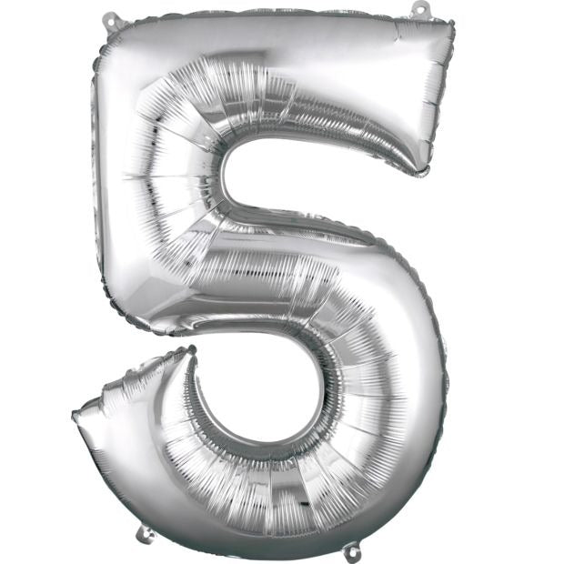 Large Number Balloon - Silver (0-9) for parties in Bondi and Sydney - front view