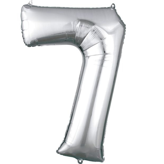 Large Number Balloon - Silver (0-9) for parties in Bondi and Sydney - colour detail