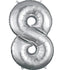Large Number Balloon - Silver (0-9) for parties in Bondi and Sydney - close-up