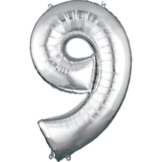 Large Number Balloon - Silver (0-9) for parties in Bondi and Sydney - display view