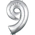 Large Number Balloon - Silver (0-9) for parties in Bondi and Sydney - display view