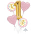 Pink First Birthday Bouquet helium filled - 40371 girl 1st birthday pink gold in Bondi, Sydney