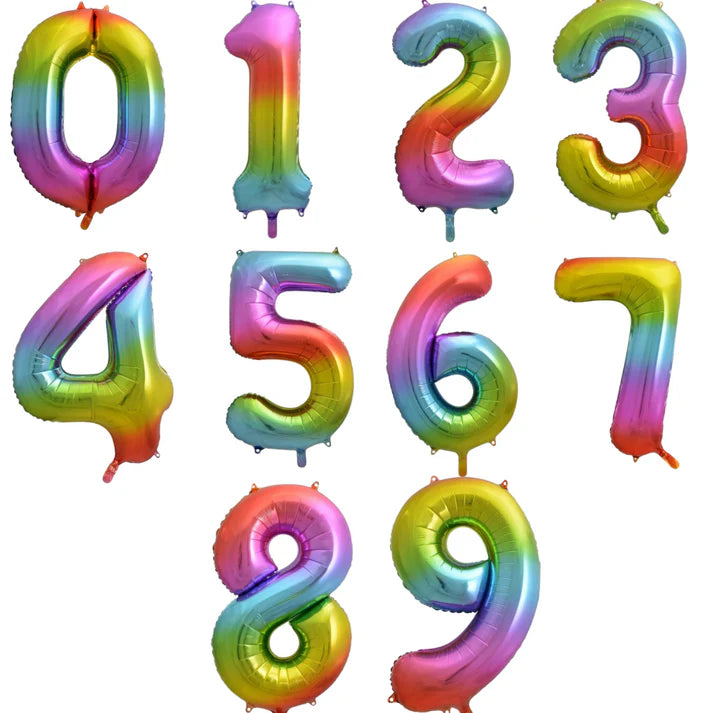 Large Number Balloon and 7 latex balloons