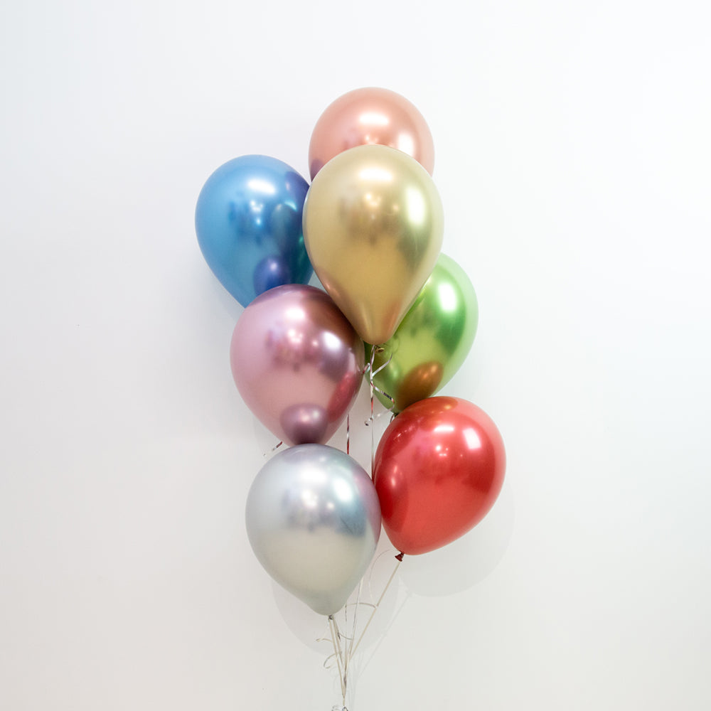 7 x 28cm Metallic latex helium balloons with hifloat - bondird balloons dec20