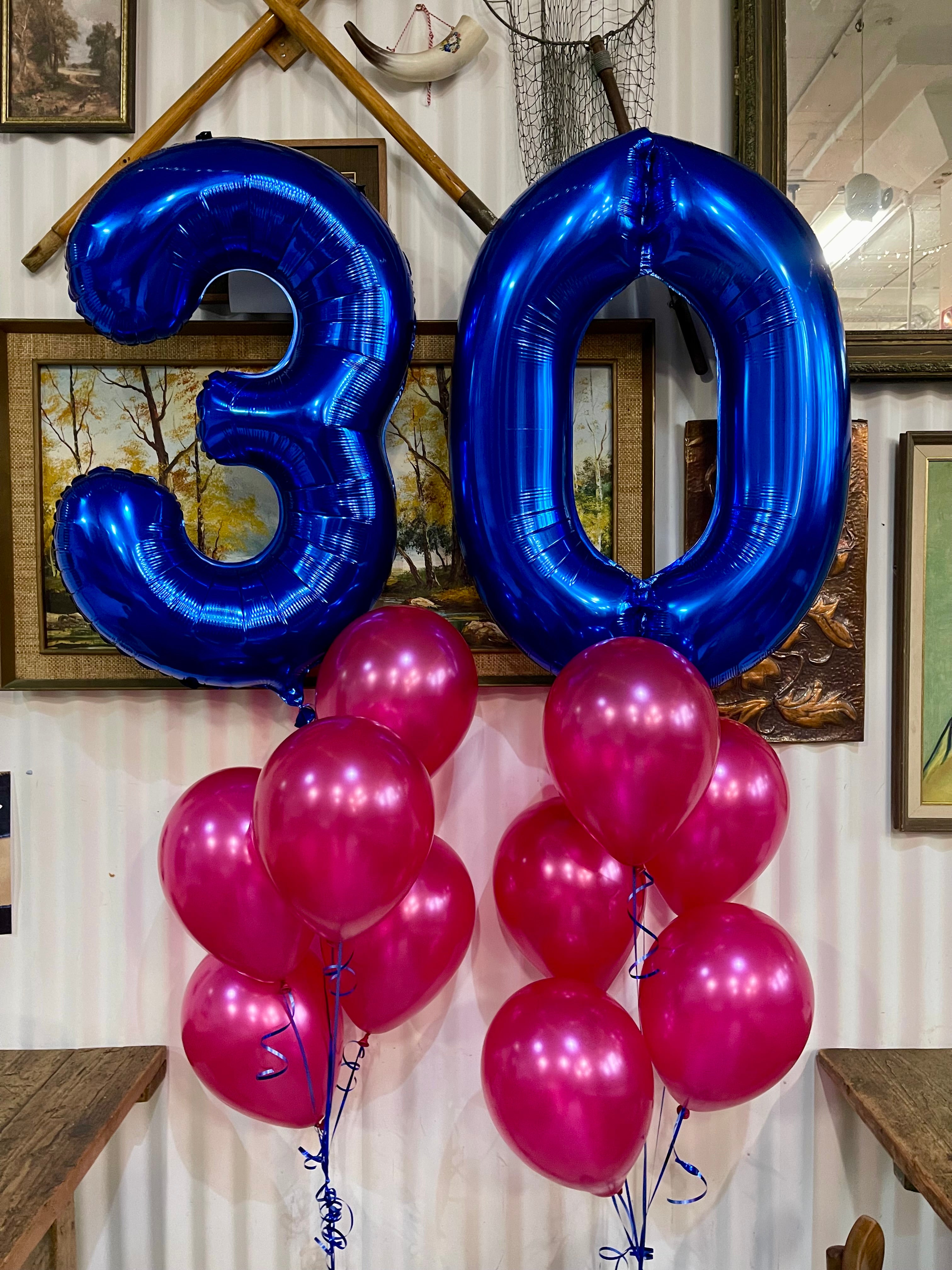 2 Large Number Balloon Bouquet and 10 metallic latex