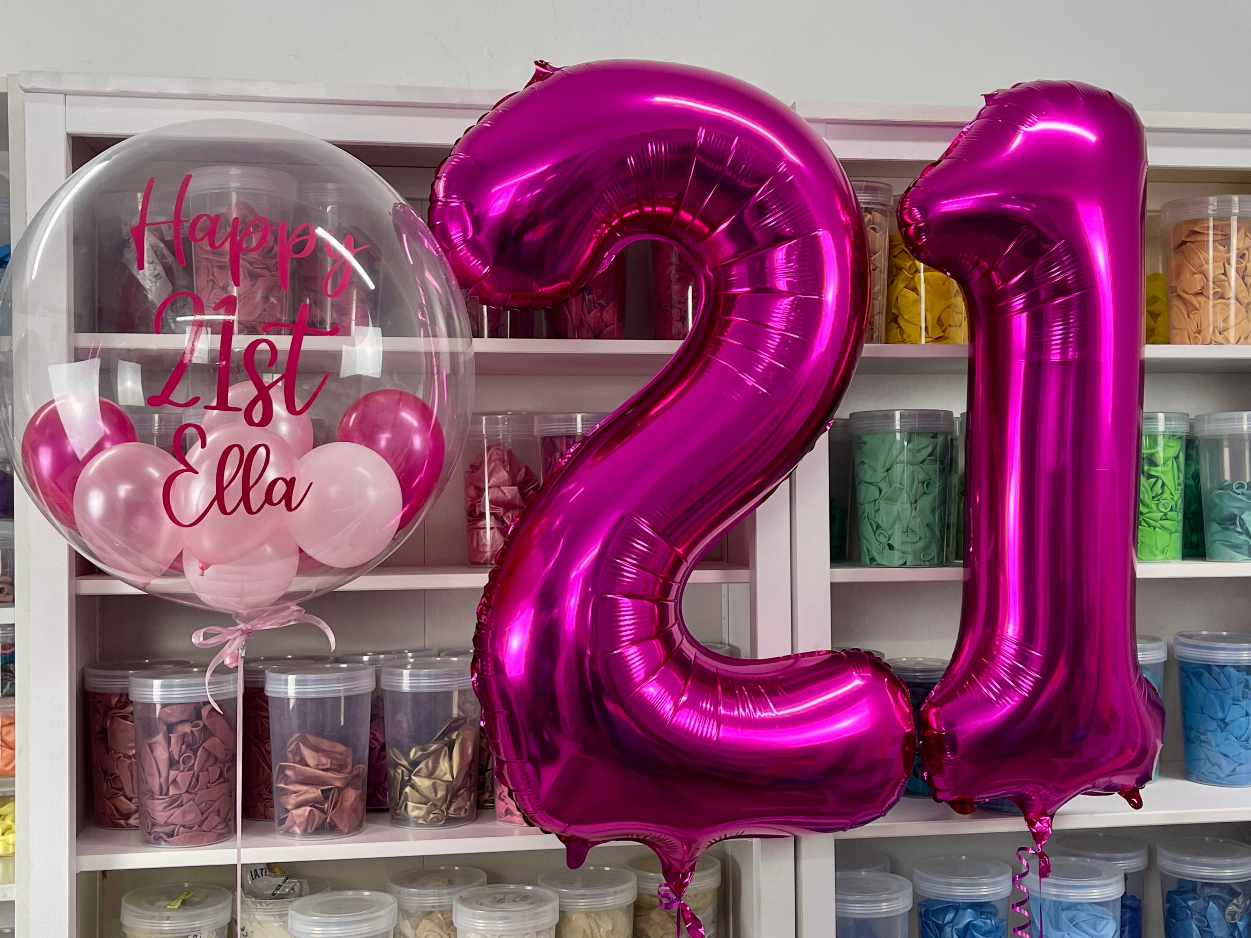 2 Large Number Bouquet and 1 personalised Bubble Balloon