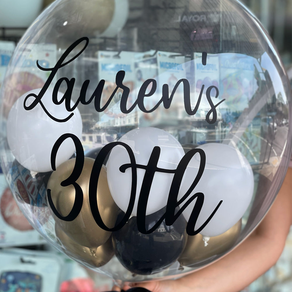 Custom - Personalised Clear 60cm Bubble Balloon - lauren30jpg in Bondi, Sydney