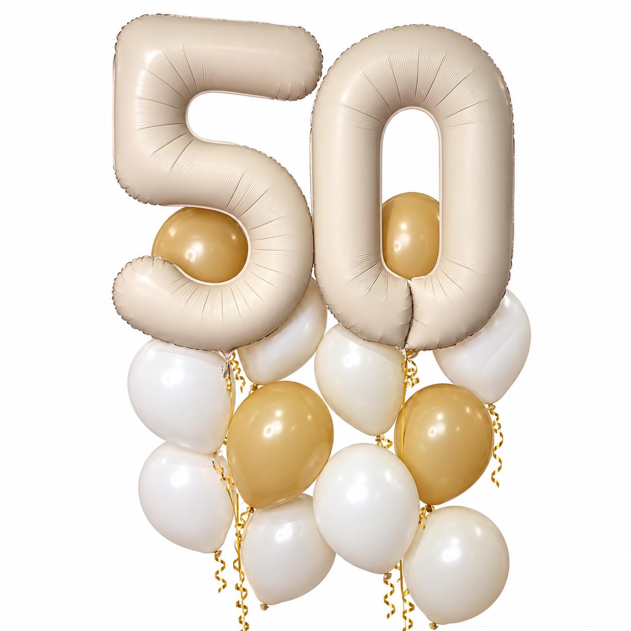 2 Large Numbers and 12 Latex Bouquet - Soft Neutrals