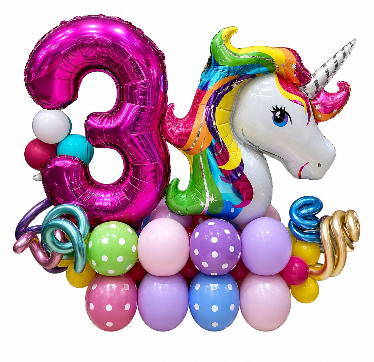 Unicorn Balloon Tower with Single Number