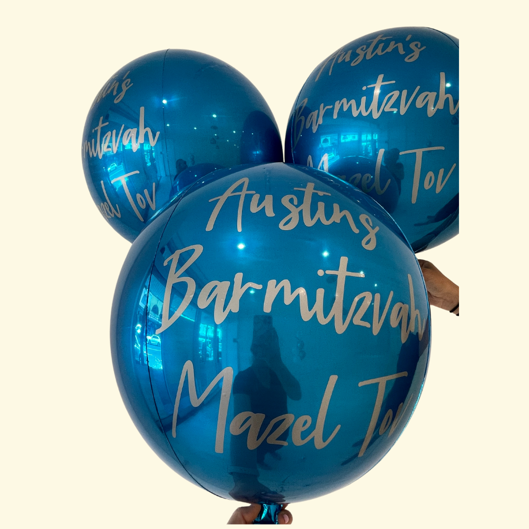 Bar Mitzvah orbz balloons - personalised - bondicollectionheadings 25