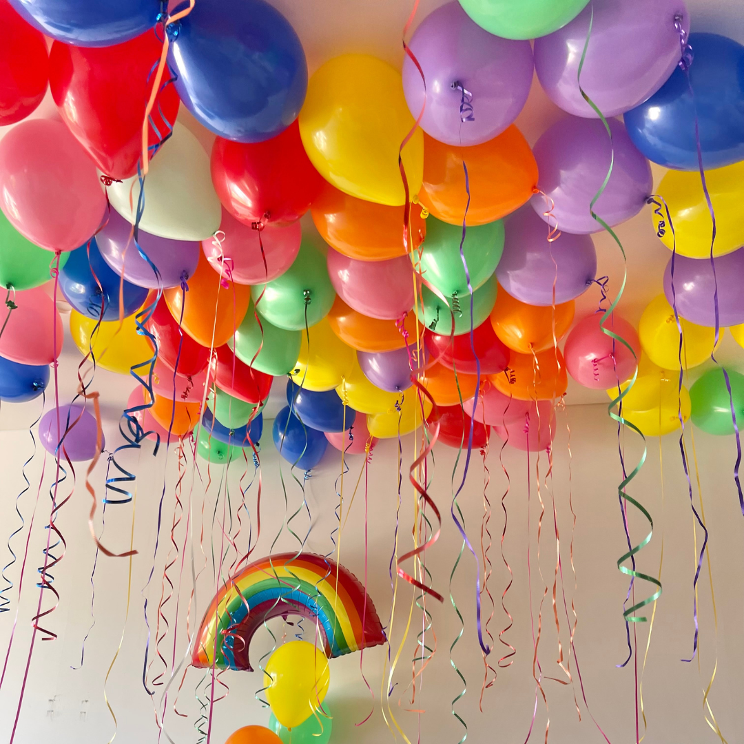 65 Ceiling Balloon with Rainbow Balloon