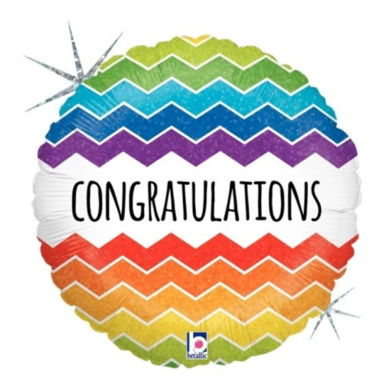 Congratulations Foil Balloon - chevron congratulations 23cm holo round in Bondi, Sydney