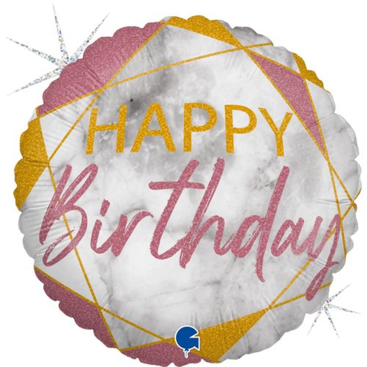 Rose Gold Marble Happy Birthday Balloon