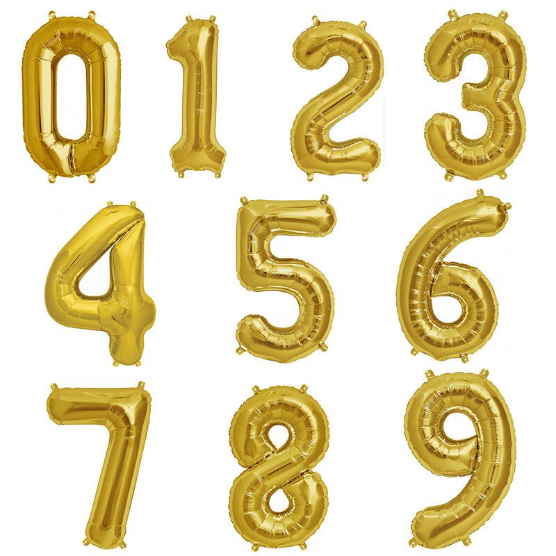 Large Number Balloon - Gold (0-9)