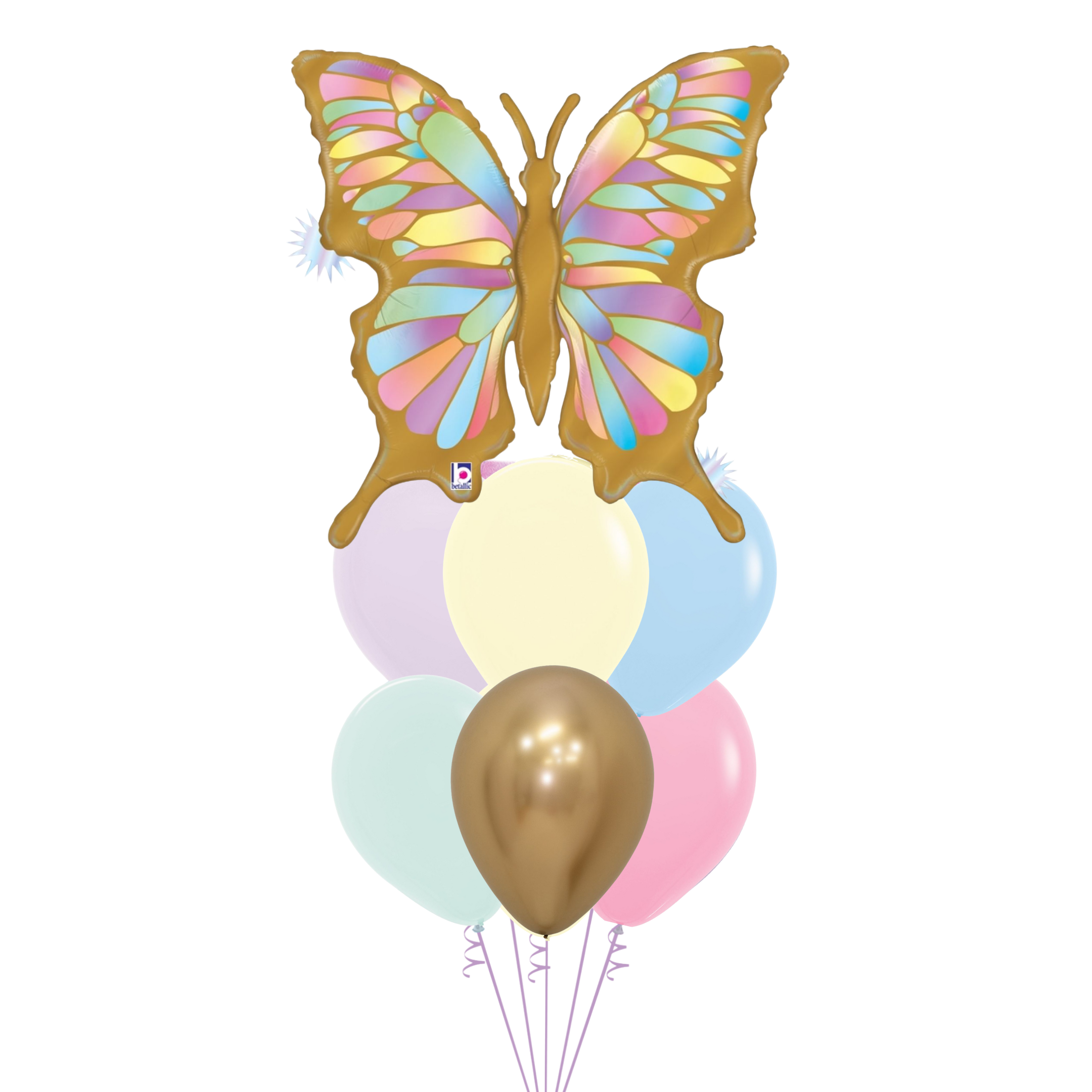 Whimsical Rainbow Butterfly Balloon Bouquet