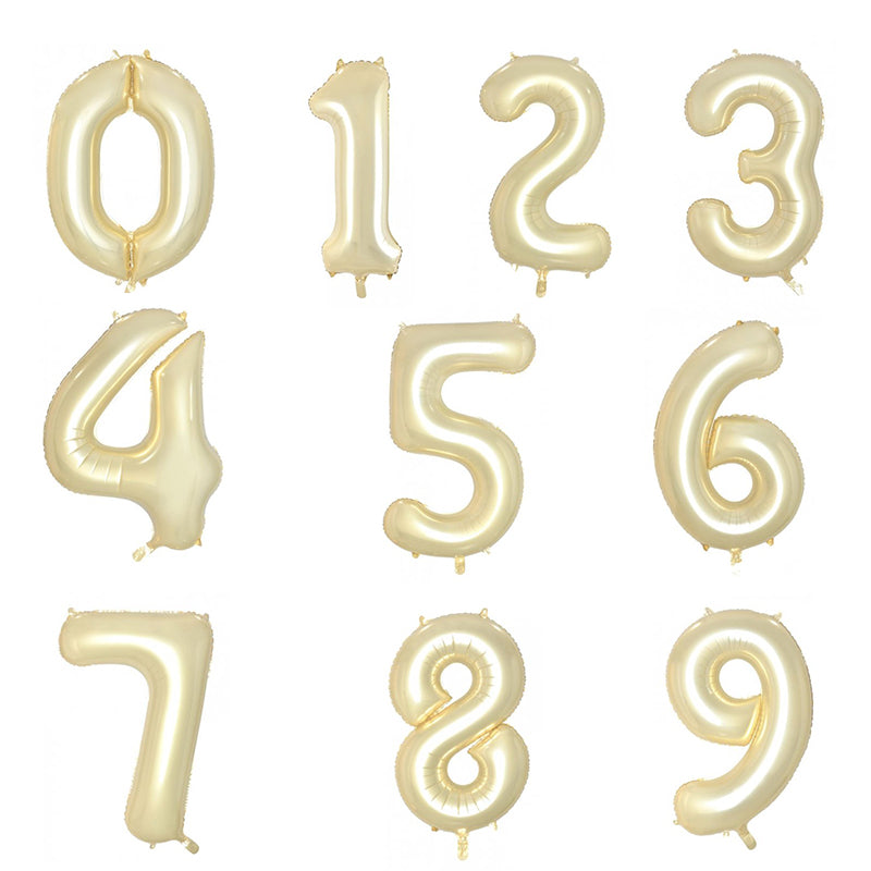 Large Number Balloon - Luxe Gold (0-9) for parties in Bondi and Sydney - front view