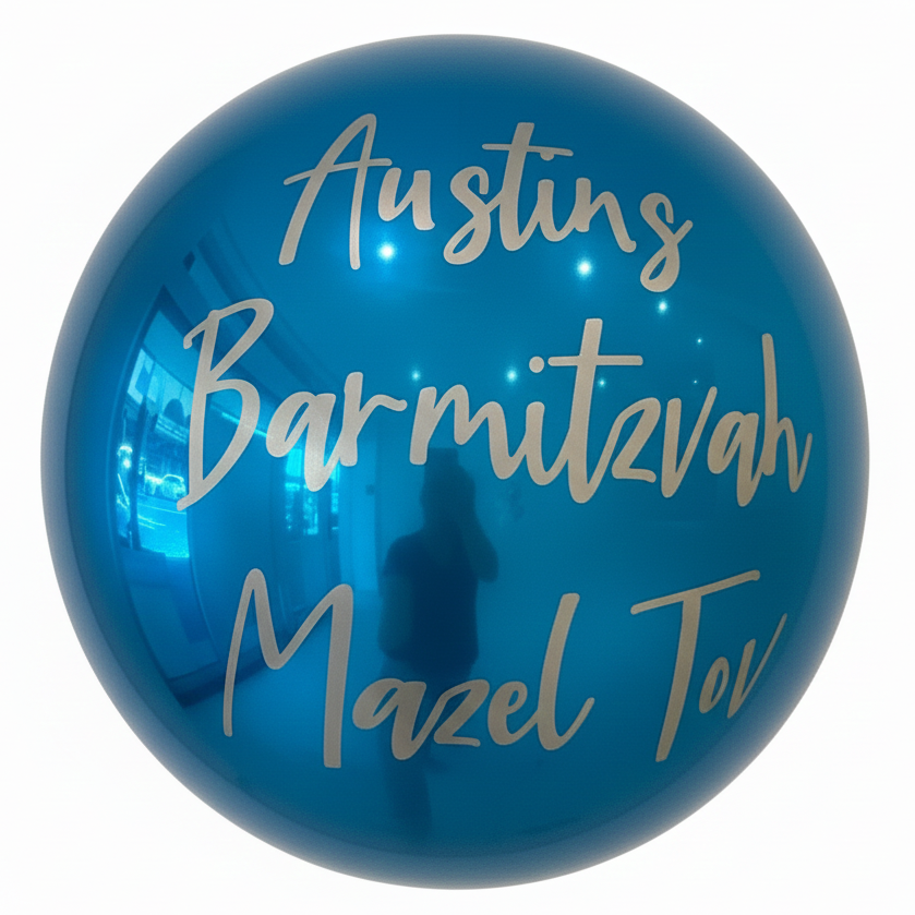 Bar Mitzvah orbz balloons - personalised in Bondi, Sydney