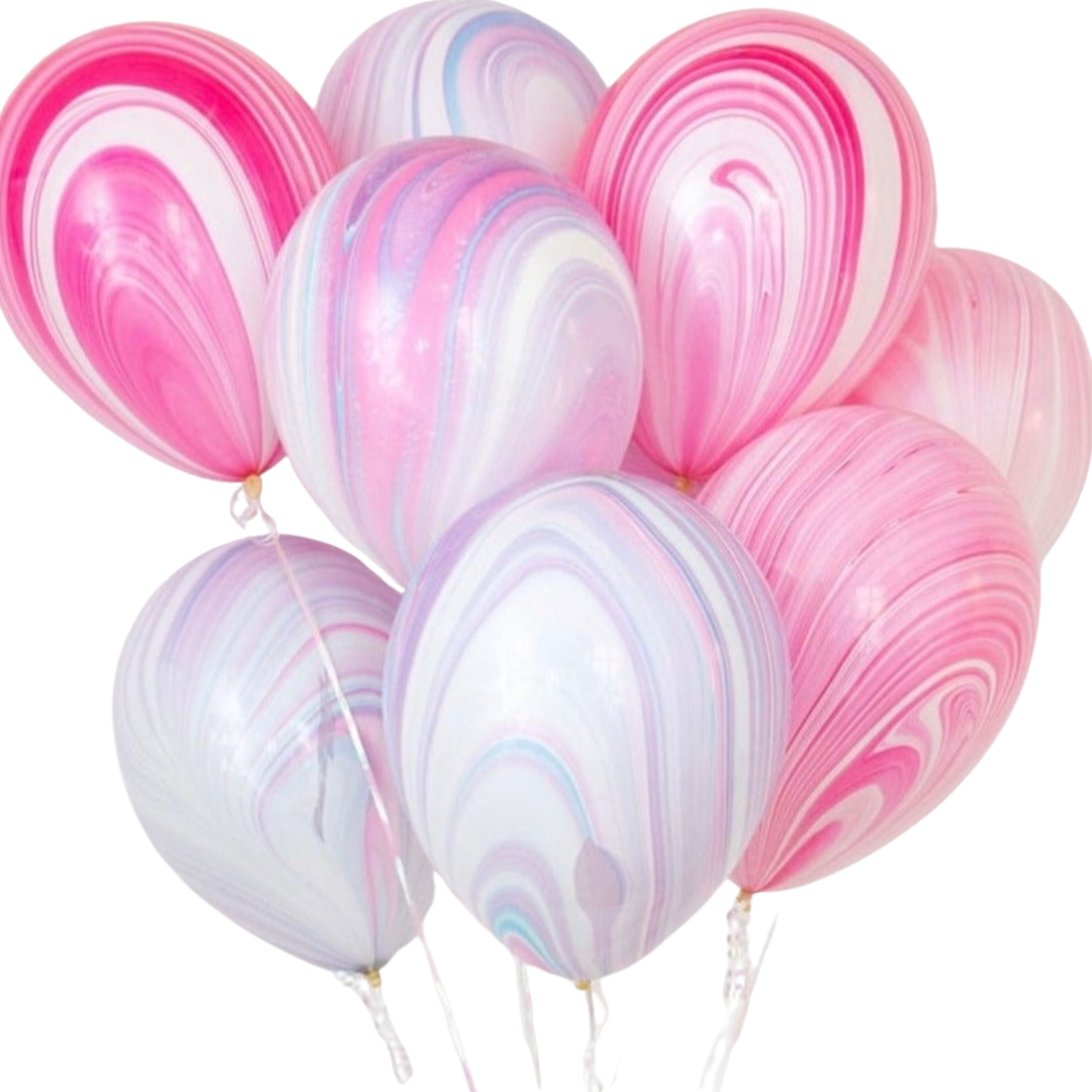 Bunch of marbled agate balloons