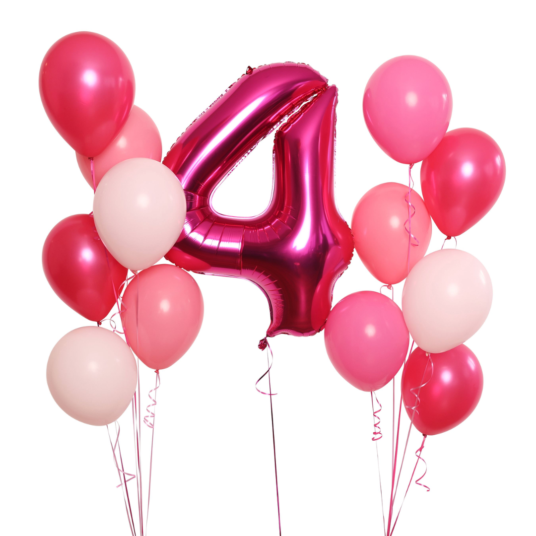 Single Large Number Balloon and 12 Latex in 3 Shades