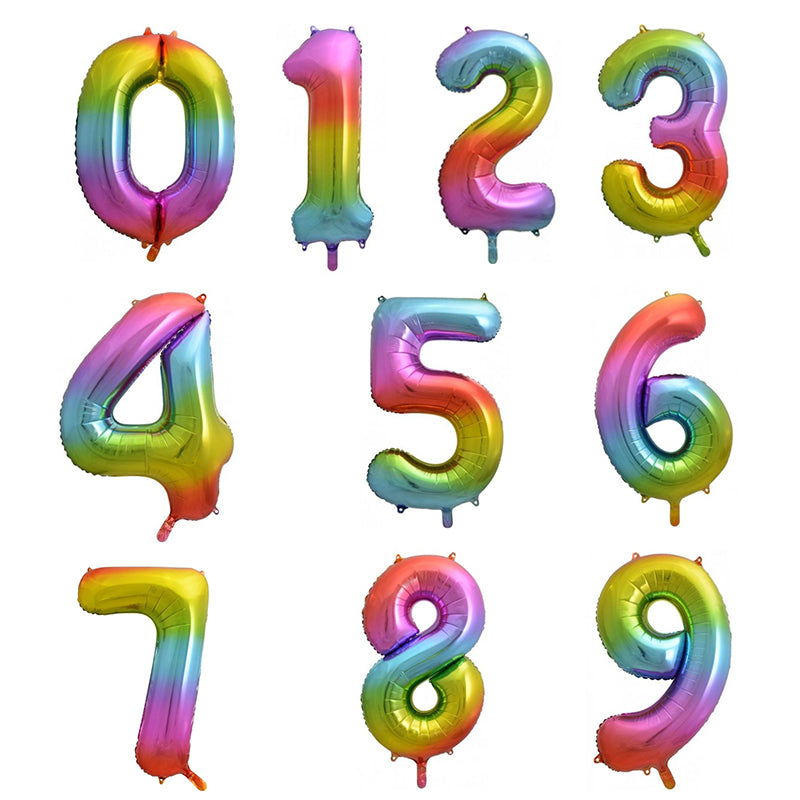 Large Number Balloon - Rainbow (0-9) for parties in Bondi and Sydney - front view