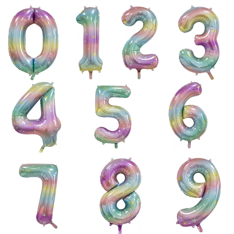 Large Number Balloon - Pastel Rainbow (0-9)