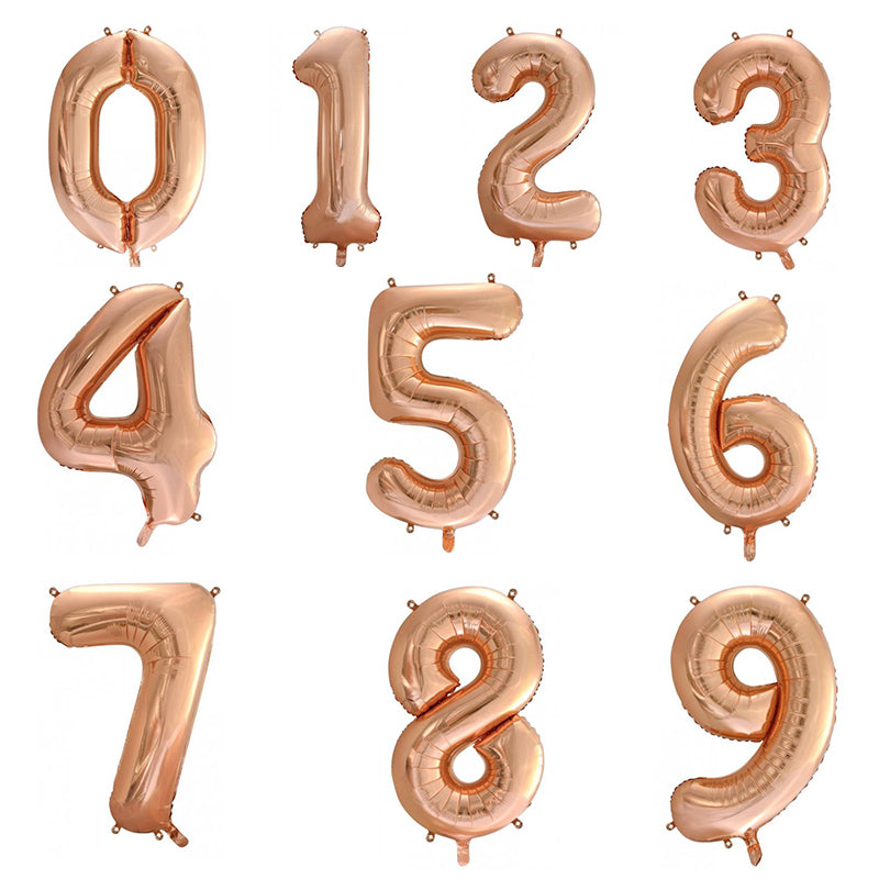 Large Number Balloon - Rose Gold (0-9) for parties in Bondi and Sydney - front view