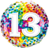 Number 13 - 45cm helium filled foil balloon - 13rainbowconfetticopy in Bondi, Sydney
