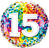 Number 15 - 45cm helium filled foil balloon - 15rainbowconfetticopy in Bondi, Sydney
