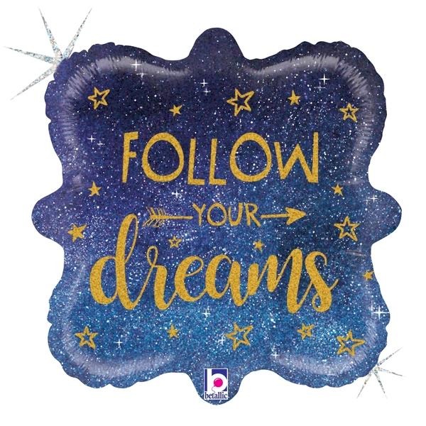 Follow Your Dreams Glitter Holographic - 36949 followyourdreams balloon design by Bondi Road Balloons